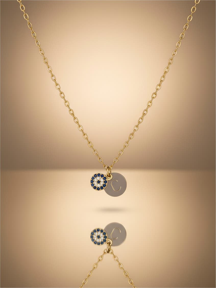 Initial Evil Eye Pendant