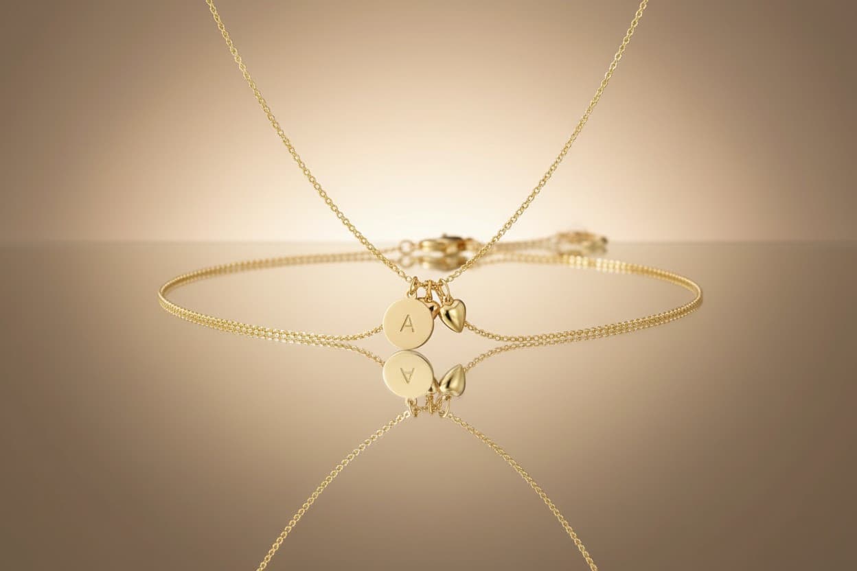 Initial Heart Charm Necklace
